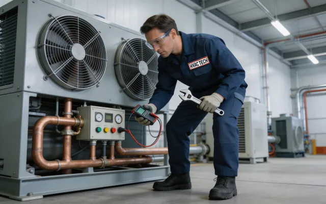 ColdChain service technician performing cold storage maintenance